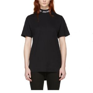Won Hundred Black Prague Logo Collar T-Shirt